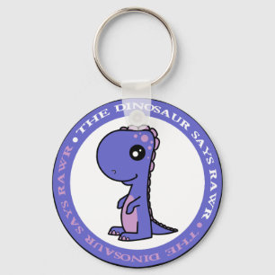Chaveiro Dinossauro azul e roxo pequeno bonito