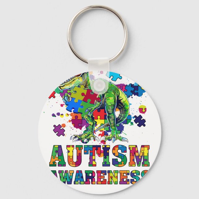 Chaveiro dinossauro de conscientização do autismo (Frente)