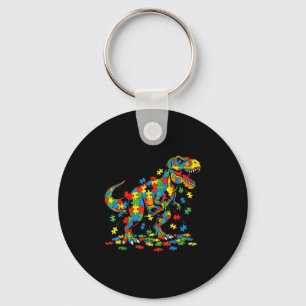 Chaveiro Dinossauro de conscientização do autismo colorido