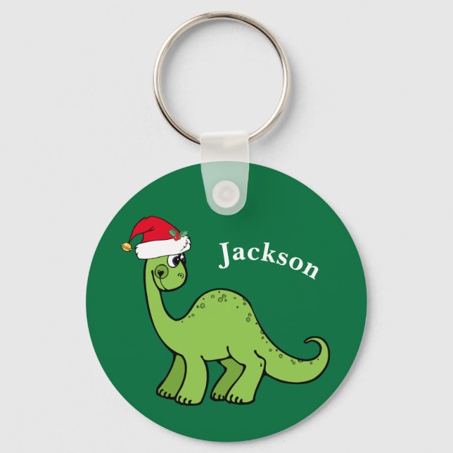 Chaveiro Dinossauro de Natal, Crianças Personalizadas e Bon (Frente)