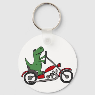 Chaveiro Dinossauro engraçado de T-rex na motocicleta