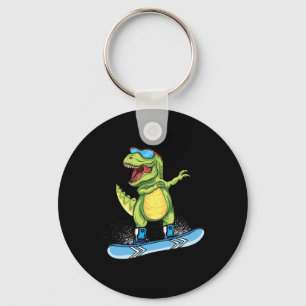 Chaveiro Dinossauro Legal Andando de Snowboard Esquiindo Da