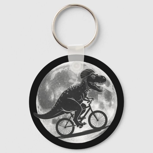 Chaveiro Dinossauro Moderno T-Rex em uma bicicleta no céu c (Frente)