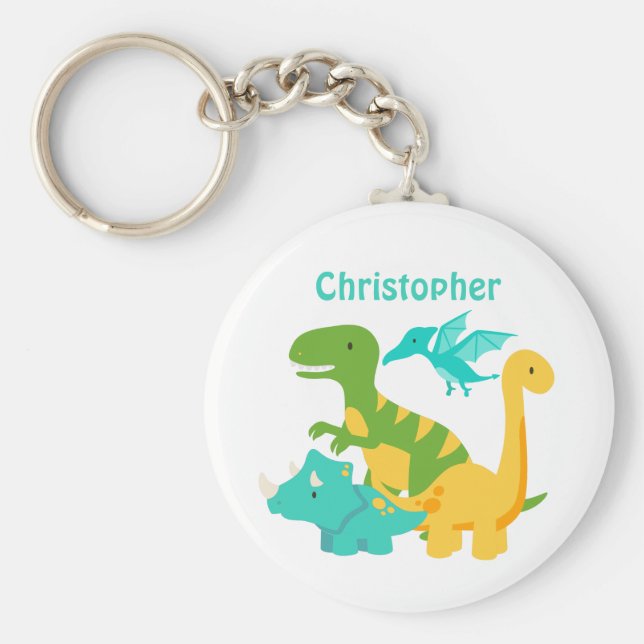 Chaveiro Dinossauro para Crianças Bonitas Personalizado (Frente)