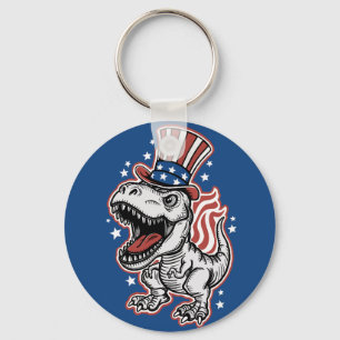 Chaveiro Dinossauro Patriótico Americano