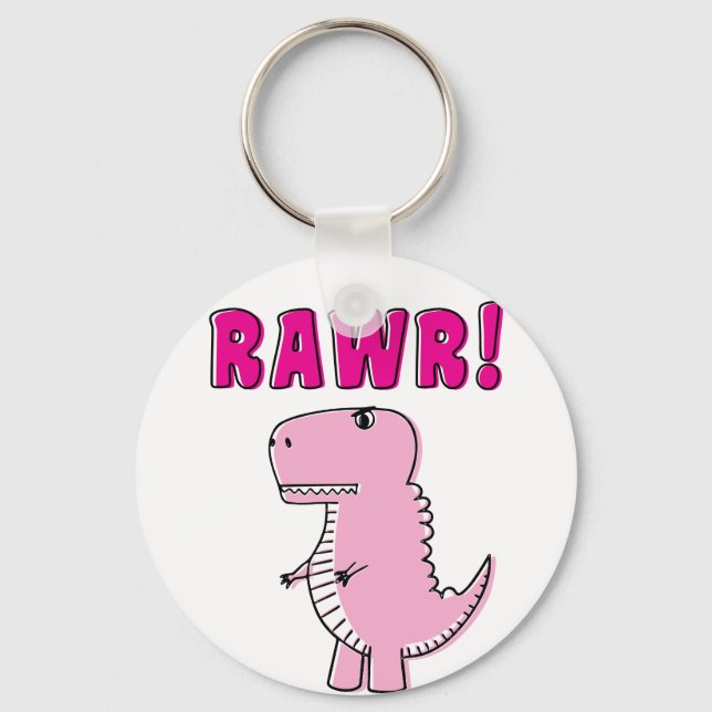 Chaveiro Dinossauro T-Rex, Cartoon Rosa, Bonito E Irritado (Verso)