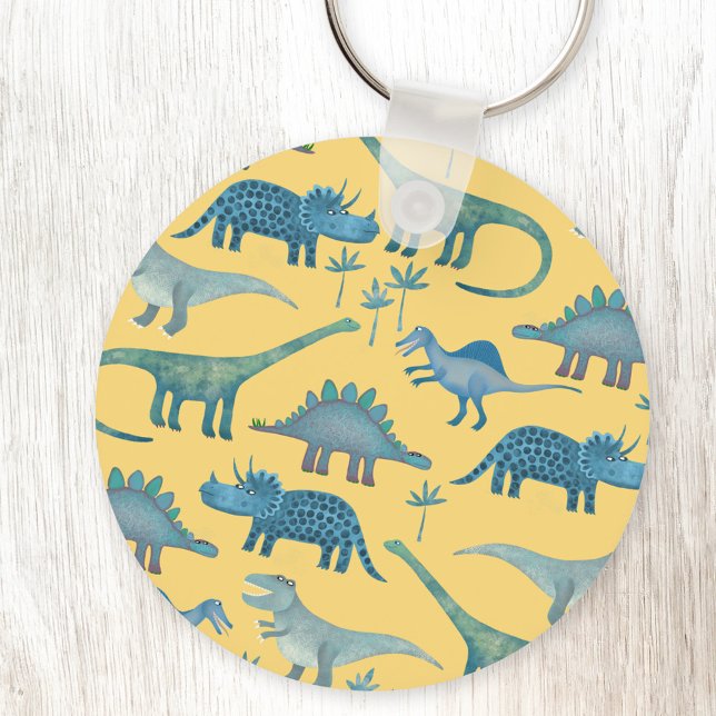 Chaveiro Dinossauros Amarelo (Fun yellow dinosaur keyring)