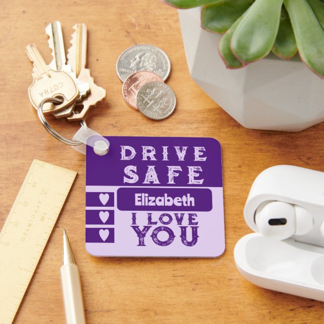 Chaveiro Dirija segura, adoro que você adicione o nome de f (Mesa)