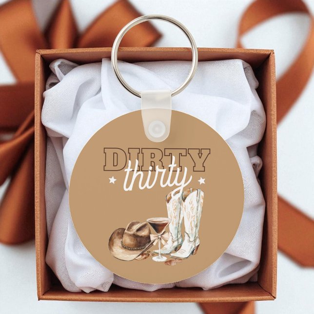 Chaveiro Dirty trigty Western Rodeo aniversário de 30 anos (Dirty Thirty Western Rodeo 30th Birthday Party Keychain)