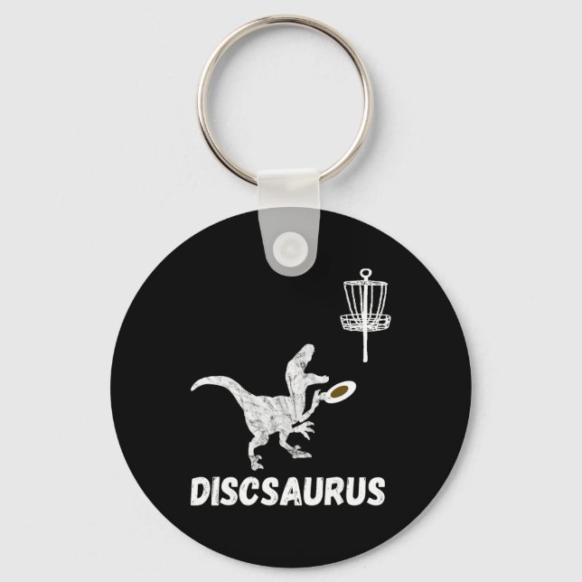 Chaveiro Disc Golf Dinosaur Frolfing T-rex Dino Funny Disc  (Frente)