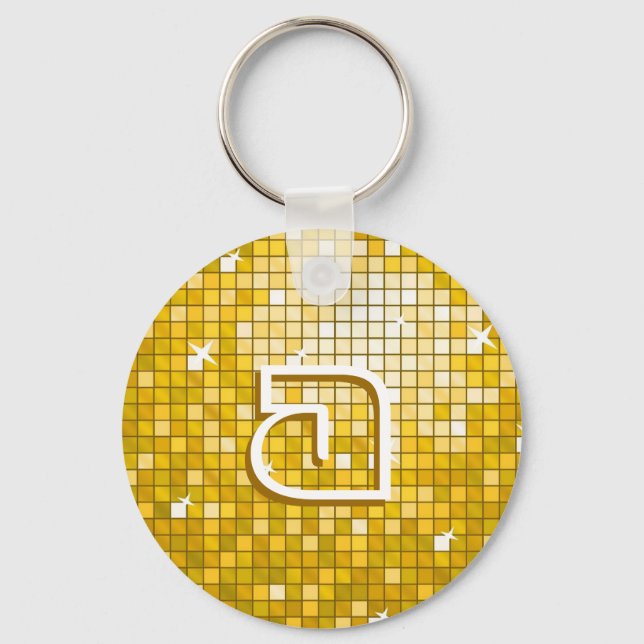 Chaveiro Disco Tiles "Gold" 'monogram' keychain round (Frente)