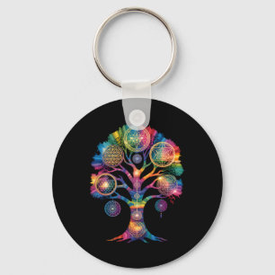 Chaveiro Discos Oracle Geometria Sagrada Árvore Mandala Cha