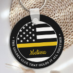 Chaveiro Dispatcher de Ouro de linha Dourada fina Glue 911<br><div class="desc">A Cola De Ouros Que Mantém Tudo Junto. Chaveiro de linha Dourada personalizada para 911 despachantes e policiais. Personalize este chaveiro de despachante com o nome. Este presente personalizado de despachante é perfeito para a apreciação do despachante policial, o obrigado de despachante 911 que você oferece e os presentes ou...</div>