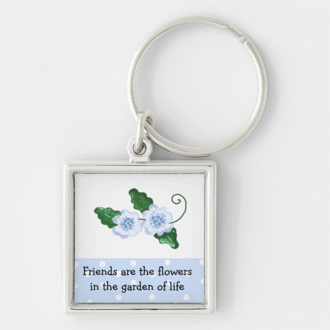 Chaveiro Dito de Amizade Floral Azul (Frente)