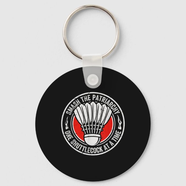 Chaveiro Dito Retro de Badminton - Citação Engraçada de Pet (Frente)