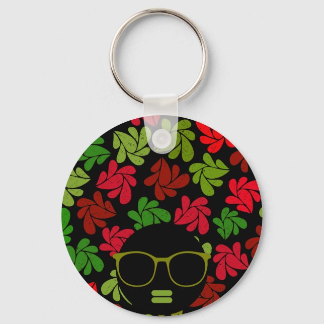 Chaveiro Diva Afro Vermelho Rosa Verde (Frente)
