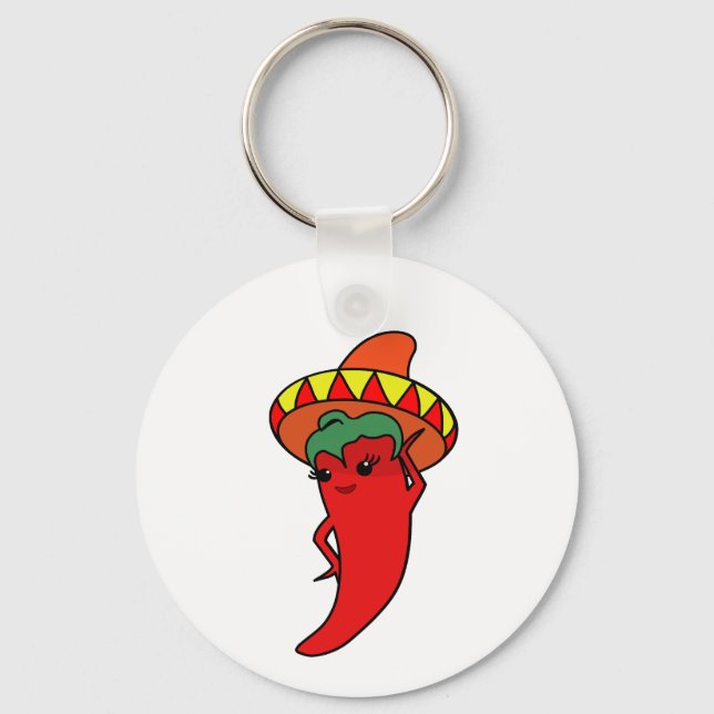 Chaveiro Diva Pimenta Vermelha Mexicana Sombrerob (Frente)