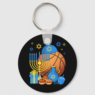 Chaveiro Diversão da Bola de Basquete Judaica Menorah Happy