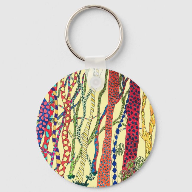 Chaveiro diversão da floresta louca colorida (Frente)