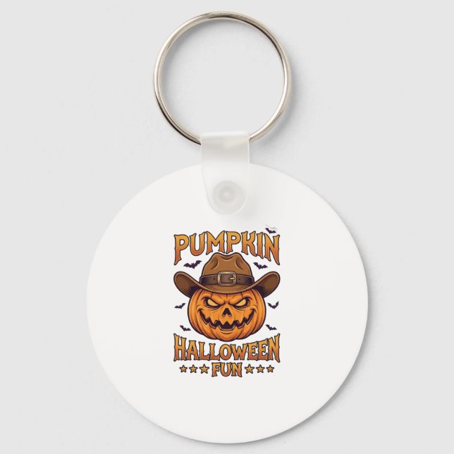 Chaveiro Diversão de Halloween de Abóbora Lanterna de Jack  (Frente)