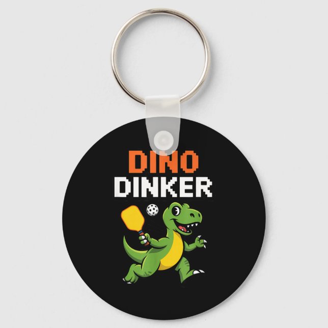 Chaveiro Diversão de pickleball dino dinker para jogadores  (Frente)