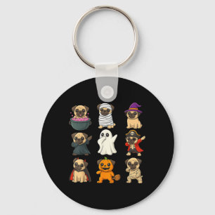 Chaveiro Diversão Pug Raça Pet Halloween Abóboras Halloween