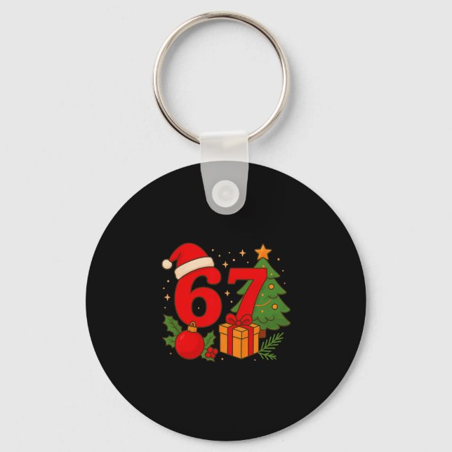 Chaveiro Divertido 67 Natal 6 7 Seis Sete Meme 6 7 Combinan (Frente)