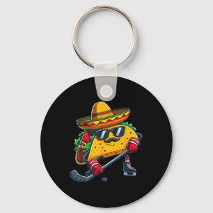 Chaveiro Divertido Cinco De Mayo Taco Jogador de Hóquei no