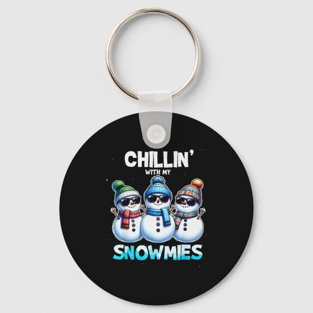 Chaveiro Divertido Relaxando Com Meus Snowmies Natal Boneco (Frente)