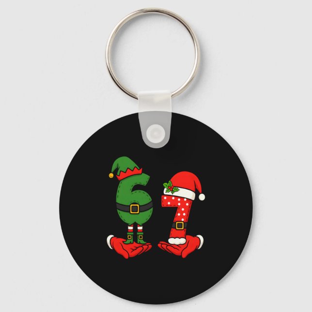 Chaveiro Divertido Seis Sete 67 Meme 6 7 Natal Elfo Mão Men (Frente)