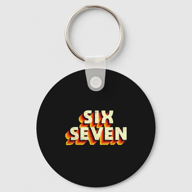 Chaveiro Divertido Seis Sete 6 7 Design de Meme  (Frente)