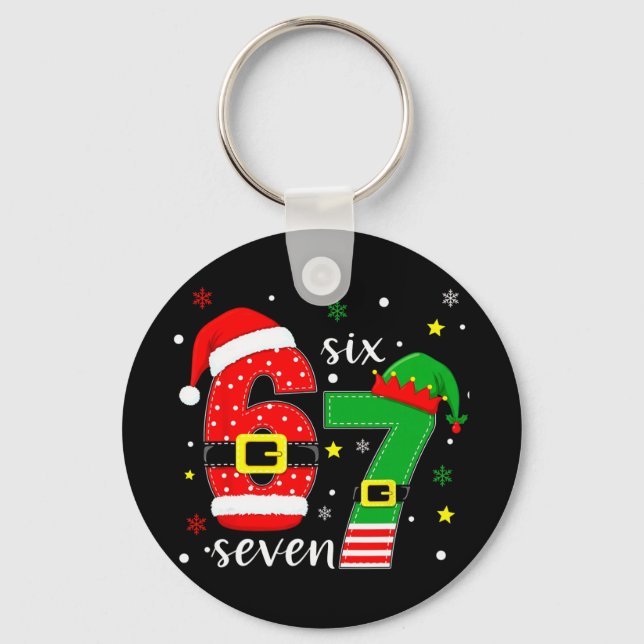Chaveiro Divertido Seis Sete 6 7 Meme Natal 67 Número Xmas  (Frente)