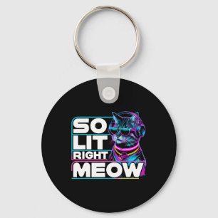 Chaveiro Dj Cat Tão Lit Direita Meow Edm Techno Rave Party