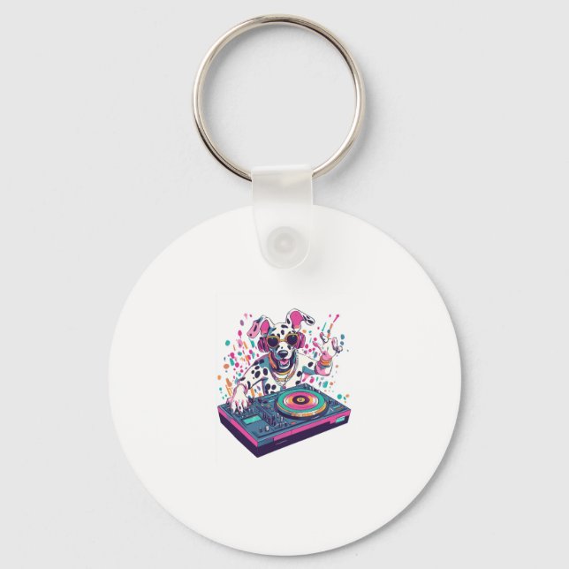 Chaveiro DJ Dalmatian � EDM Rave Party Dog (Frente)