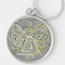 Chaveiro do Anjo Guardião de Luz Branca e Prata