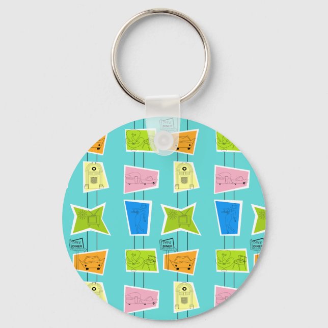 Chaveiro do Botão Atômico Retro Kitsch (Frente)