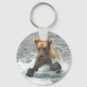 Chaveiro do botão com urso pardo