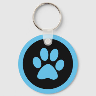 Chaveiro do botão de impressão em azul e preto