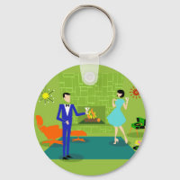 Chaveiro do botão do Casal moderno do meio século