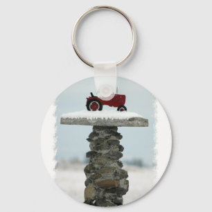 Chaveiro do Botão do Trator Vermelho