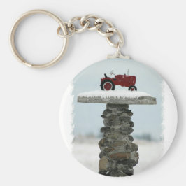 Chaveiro do Botão do Trator Vermelho