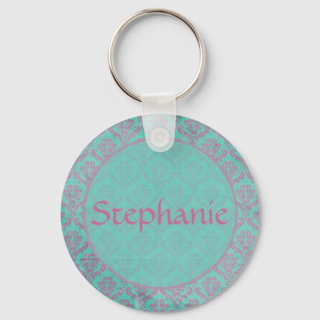 Chaveiro do Botão Nome Personalizável do Damasco R (Frente)