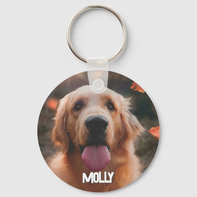 Chaveiro do Cão de Foto Pet Personalizado (Frente)