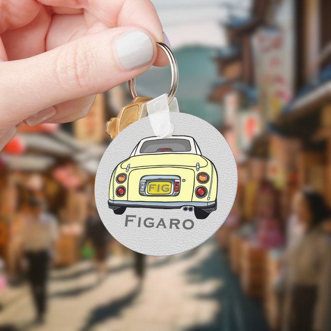 Chaveiro do Carro Belo Fígaro Amarelo-Bonito (Add your name and initials to this cute yellow figaro car keychain.)