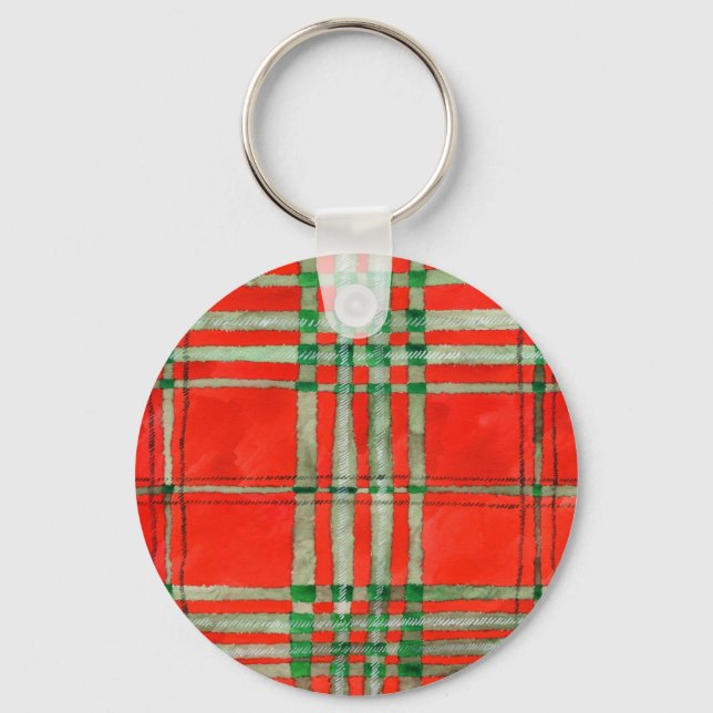 CHAVEIRO do Círculo de Alumínio SCOTT TARTAN RED (Frente)
