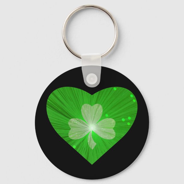 Chaveiro do Coração de Shamrock preto (Frente)