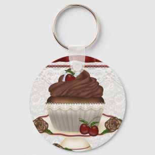 Chaveiro do cupcake da cereja do chocolate