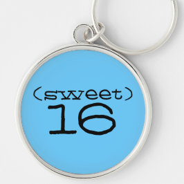 Chaveiro do doce 16 na turquesa e no preto