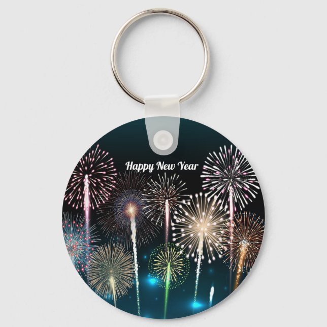 Chaveiro do Feliz ano novo Fireworks (Frente)