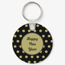 Chaveiro do feliz ano novo (preto e Dourado)